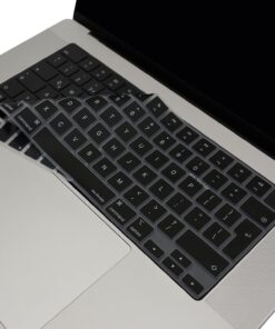 Macbook Kılıf M1-M2-M3-M4 Air Pro Klavye Koruyucu İngilizce Baskılı (UK-EU) TouchID'li A2681 A2941 A2442 A2485 ile Uyumlu Siyah