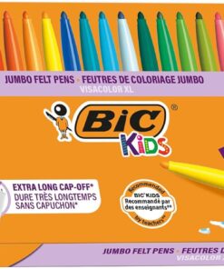 Kids Visa Color XL Keçeli Boya Kalemi 24 Renk, Su Bazlı Mürekkep, Kolayca Çoğu Kumaştan Çıkar, 3 Yaş ve Üzeri Çocuklar için İdeal