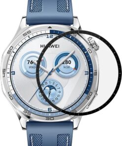 Huawei Watch GT5 46mm Tam Kaplayan Temperli Cam Full Ekran Koruyucu Siyah [Watch GT5 46mm ile Uyumlu Ekran Koruyucu - Siyah]