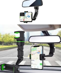 Dikiz Aynası, Koltuk Arkası, Çalışma Masası Telefon Tutucu, Standart, iPhone, Samsung, Xiaomi, Huawei Uyumludur, 360 Dönebilen Çok Fonksiyonlu Akrobat Telefon Tutucu