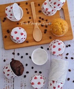 Hediye Sepeti 50'li Kalpli Muffin Kek Kalıbı, Kek Kapsülü Cupcake Kalıbı, Airfryer Uyumlu