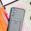 Samsung Galaxy A25 Kılıf Kartlıklı Köşe Koruma Tasarımlı Renkli Şeffaf K-Kart Kılıf (Siyah)
