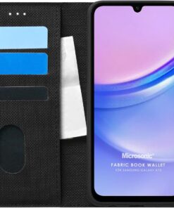 Samsung Galaxy A15 için Kılıf Fabric Book Wallet Siyah [Galaxy A15 ile Uyumlu Kılıf - Siyah]