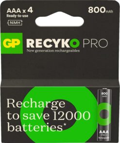 Batteries Recyko Pro AAA İnce Ni-Mh Şarjlı Pil, 1.2 Volt, 4'lü Kart