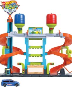 Wheels City Mega Araba Yıkama, 1 adet Renk Değiştiren Arabalar aracı, sıcak ve soğuk su tankları ile HDP05