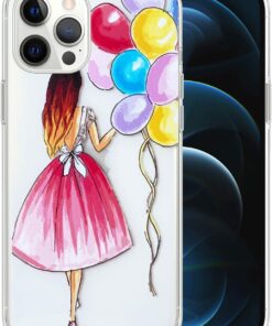 iPhone 12 Pro Max Desenli için Kılıf Balonlu Kız