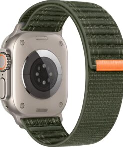 Apple Watch ile Uyumlu 42-44-45-46-49 mm için İpeksi Dokunuş Hissiyatı ve Güçlü Yapışma Özellikli Kumaş Kordon Titanyum Uçlu Kayış