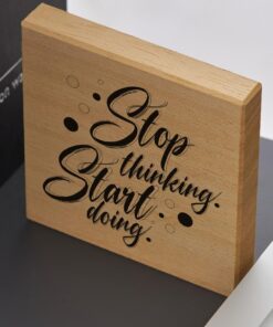 Thinking Start Doing Motivasyon Mesajlı Mini Ahşap Blok
