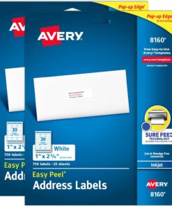 Easy Peel Adres Etiketi, Inkjet Yazıcı için, 2'li Paket