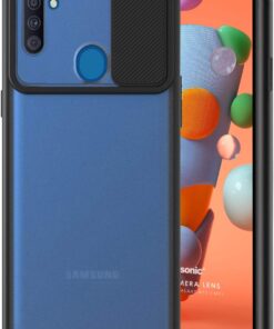 Samsung Galaxy M11 Kılıf Slide Camera Lens Protection Siyah