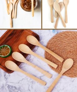 6 Adet Küçük Ahşap Bal Baharat Kaşık Seti 13 cm