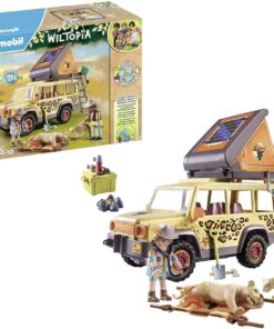 Wiltopia 71293 Aslanlar ve Arazi Aracı, Savanada Macera Dolu Hayvan Bakımı, Sürdürülebilir Malzemeden Eğitici Oyuncak, 4 Yaşından Büyük Çocuklar İçin Oyuncak