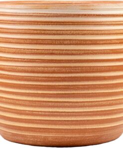 Tasarımı Ev Dekorasyon Yan Çizgi Desenli Toprak Saksı Saksılık Salon Çiçeklik - 19 CM