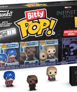 Bitty Pop! Marvel - Captain America 4PK - Kaptan Amerika (Holding Shield), Nick Fury, Thor ve Sürprizde Gizemli Mini Figür - 2,2 cm - Marvel Comics Koleksiyon Hayranları