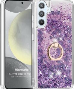 Samsung Galaxy S23 FE için Kılıf Glitter Liquid Holder Mor [Galaxy S23 FE ile Uyumlu Kılıf - Mor]