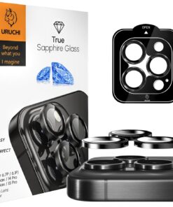 Apple iPhone 16 Pro Max / 16 Pro / 15 Pro Max / 15 Pro / 14 Pro Max / 14 Pro SAFİR PREMIUM Kamera Lens Koruyucu, [Orijinal Tasarım] Çizilmez 9H Temperli Cam Kamera Koruyucu, Metal Lens, Siyah