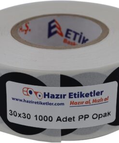 etiketler , hazır al hızlı al PP Opak Daire Çap Etiketi Rulo Etiket, 30mm x 30mm Çap 1000 Adet, Yuvarlak Siyah Zemin Baskılı Kontrol Etiketi