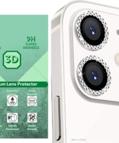 me-likee Apple iPhone 11 için Gümüş Desenli Premium 3D Tam Kaplayan Lens Koruyucu