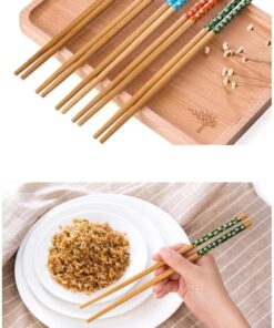 5 Çift Bambu Chopstick, Desenli Sushi, Çin Yemeği Yeme Çubuğu Chopstick