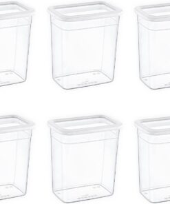 6'Lı Set Skali Dikdörtgen Saklama Kabı Beyaz 2350 ML - BEYAZ, Çok Amaçlı saklama kabı