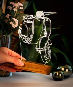 Scooter Motosiklet 3D LED Masa Lambası - USB Bağlantılı Sarı Işık