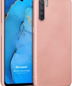 Matte Silicone Oppo Reno 3 için Kılıf Rose Gold [Reno 3 ile Uyumlu Kılıf - Rose Gold]