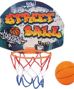 107406024 basketbol seti, kapı askılı, tahta 27 x 5 x 21 cm, fileli pota 15 cm, top 8,6 cm, 3 yaş ve üzeri