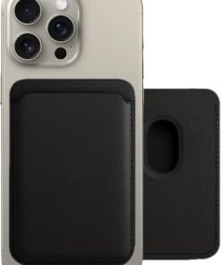 Apple iPhone 15/14/13/12 Serisi İçin MagSafe ile Uyumlu Telefona Tam Oturan Güçlü Manyetiği ile Sıkı Tutuş Sağlayan ve Düşme Yapmayan Mıknatıslı Deri Cüzdan Kartlık (Kırmızı)