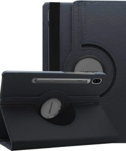 Samsung Galaxy Tab S7 T870 için Kılıf 360 Rotating Stand Deri Siyah [Galaxy Tab S7 T870 ile Uyumlu Kılıf - Siyah]