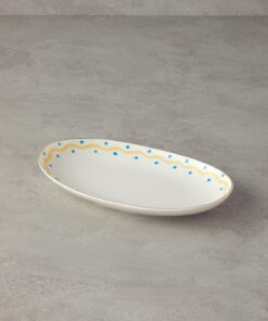 Home Yellow Carny Bone Porselen Kayık Tabak 25 cm Mavi-Sarı