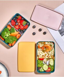 Katlı Çatal Kaşıklı Ayarlanabilir Bölme Beslenme Kabı Pembe Kapak