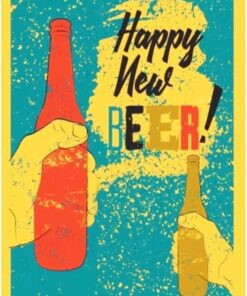 Kuşe Kağıt Duvar Posteri Happy New Beer Retro Vintage Drtr0032