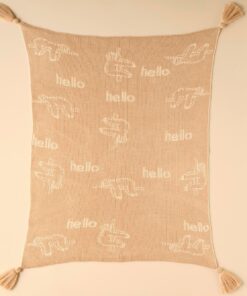 MAISON Sloth Hayvan Baskılı%100 Akrilik Battaniye, Bej, 100x120 cm