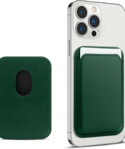 Yüksek Manyetikli Kartlık MagSafe Uyumlu Deri Cüzdan, iPhone 15 14 13 12 Pro/Pro Max/Plus Mag Safe Kılıf Case Uyumlu, iphone arkası için Manyetik Kartlık 15/14/13/12 Seri (Yeşil)