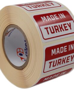 etiketler , hazır al hızlı al Made in Turkey Etiketi, 50mm x 30mm Ölçüsünde 1000 Adet 40mm Kuka Çapında Kuşe Rulo Etiket