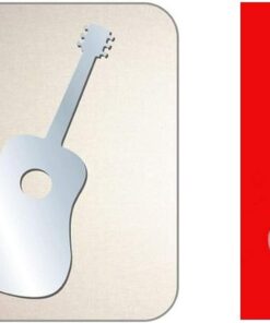 Aynalı Duvar Süsü (sticker) Gitar Şekilli