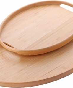 2'li Bambu Tepsi Seti, İnce Tasarım Özel Üretim Oval 2'li Bambu Tepsi Seti (36 * 26 * 1cm-45 * 31.5 * 1cm)