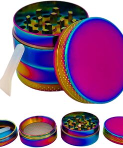 GRINDER Parçalayıcı Metal baharat öğütücü herb spice 4 katmanlı 40MM / 50MM / 63MM (RAINBOW, 40MM), ETG-40M-SYH