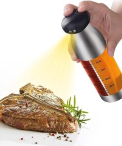 Çift Bölmeli Püskürtmeli Sprey Yağlık ve Sirkelik, 200 ml Kapasite, Paslanmaz Çelik Metal Tasarım