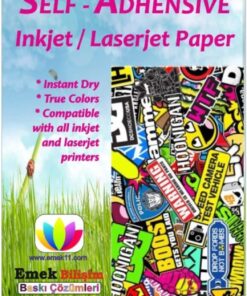 Adet A4 Yapışkanlı (Sticker) Kağıt Etiket Inkjet ve Laser Mat Yüzey