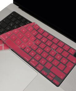 Macbook Kılıf Klavye Koruyucu M1-M2-M3 (Türkçe Q) TouchID'li A2681 A3113 A2941 A3114 A2442 A2779 A2992 A2918 A2485 A2780 A2991 ile Uyumlu Açık Pembe