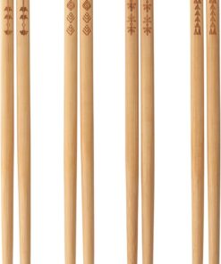 TREBENT Yemek Çubukları, 4 Çift, Bambu