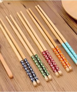 Adet Bambu Desenli Yıkanabilir Çin Çubuk - Sushi, Ramen ve Noodle Yemek Çubukları Seti