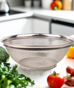 Paslanmaz Çelik Kulpsuz Süzgeç 28cm, Paslanmaz Çelik Pirinç Süzgeci, Paslamaz Çelik Mutfak Süzgeci, Paslanmaz Çelik Salata 28cm Süzgeci