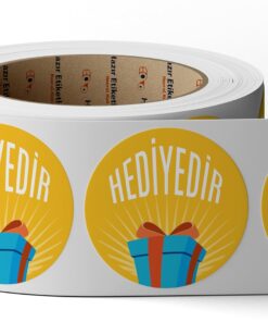 etiketler , hazır al hızlı al Hediyedir Etiketi Deseni 50mm Çapında Ruloda 500 Adet Kendinden Yapışkanlı Rulo Etiket, Kuşe E-ticaret Beyaz Yazılı