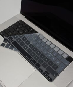 Macbook Air Pro M1-M2-M3 Klavye Koruyucu (Türkçe Q) TouchID'li A2681 A3113 A2941 A3114 A2442 A2779 A2992 A2918 A2485 A2780 A2991 ile Uyumlu Ombre Siyah Gri