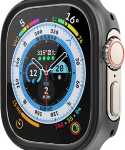 Apple Watch ile Uyumlu 45mm için Alüminyum Alaşım, Suya Dayanıklı Kılıf, Darbelere ve Düşmelere Karşı Full Koruyucu Kasa (45mm) (Siyah)