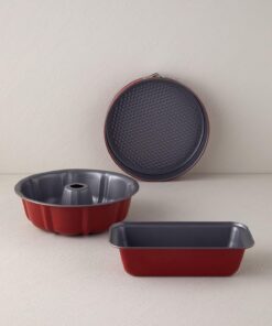Home Patisserie Match Karbon Çelik 3 Parça Kek Kalıbı 25,5-25,5-26 cm Kırmızı