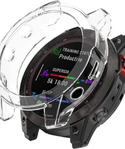 Garmin Fenix 7 Solar için Kılıf 360 Full Round Soft Silicone Şeffaf [Fenix 7 Solar ile Uyumlu Kılıf - Şeffaf]