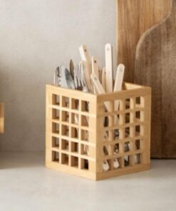 Mutfak Bambu Kare Modern Tasarımlı Kare Kaşıklık 131315 Cm